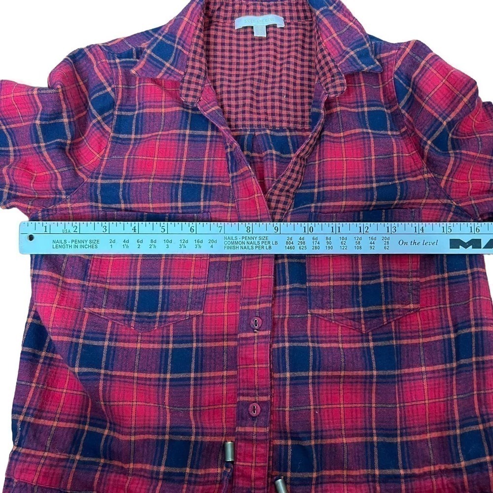 Skies Are Blue Flannel Dress Red Black Plaid‎ Long Sleeve Size XS - Picture 10 of 12
